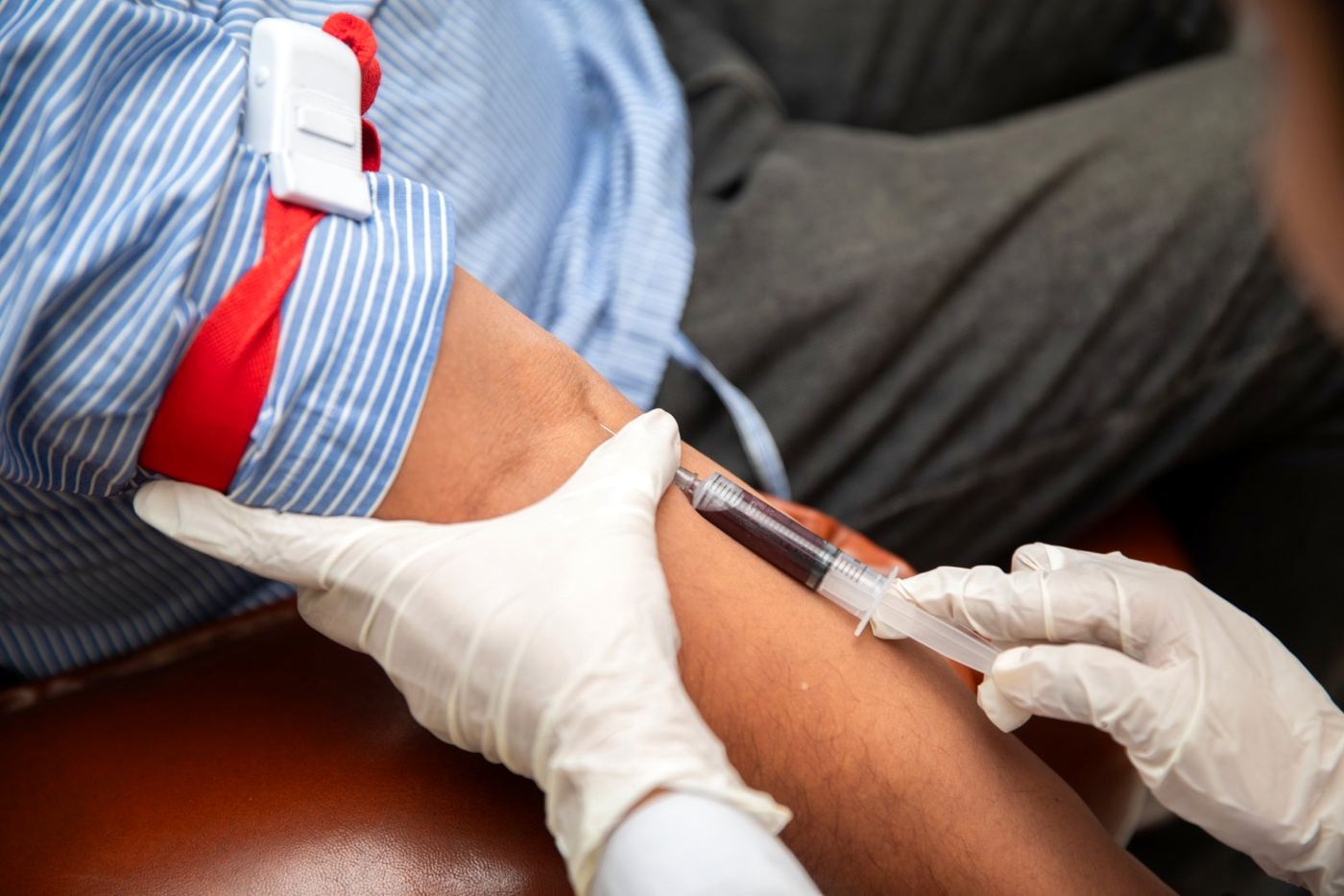 A blood sample being taken